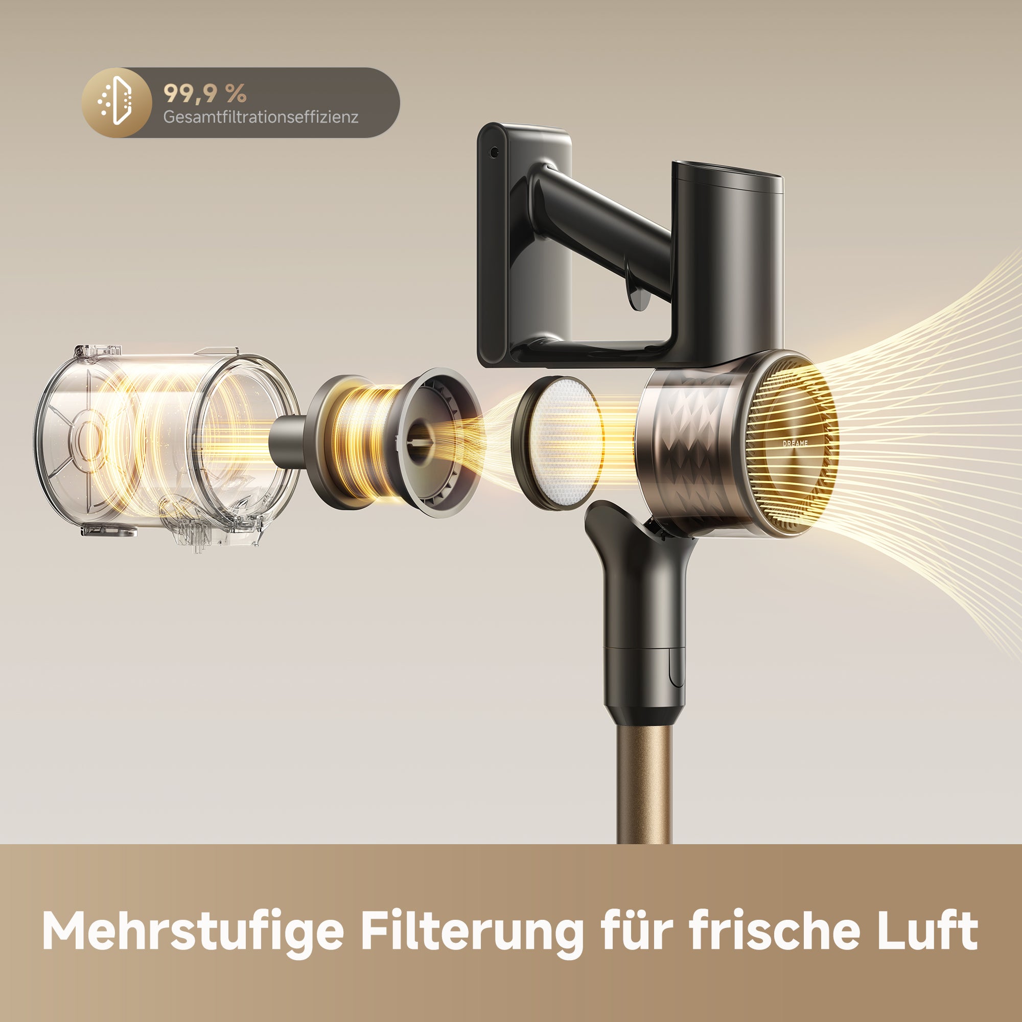 Dreame Akku-Hand-und Stielstaubsauger R10s Lite, 250 W, 25000 Pa, 45 min, 99.9% Filter, LED, Flex 90°